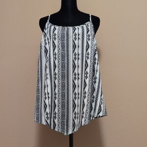 Navy and White Patterned Women's Tank Top